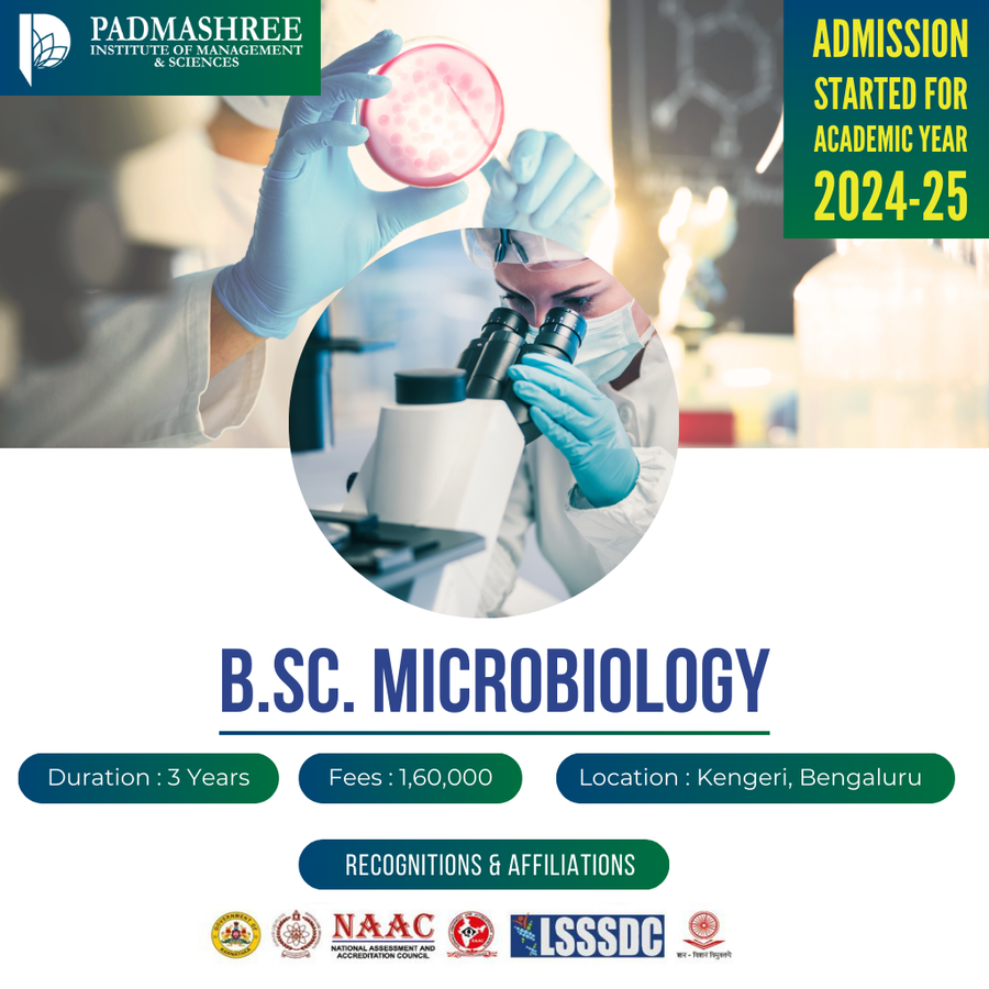 Admission Open for B.Sc. Microbiology at Padmashree Institute of Management and Sciences , Bengaluru/Bangalore