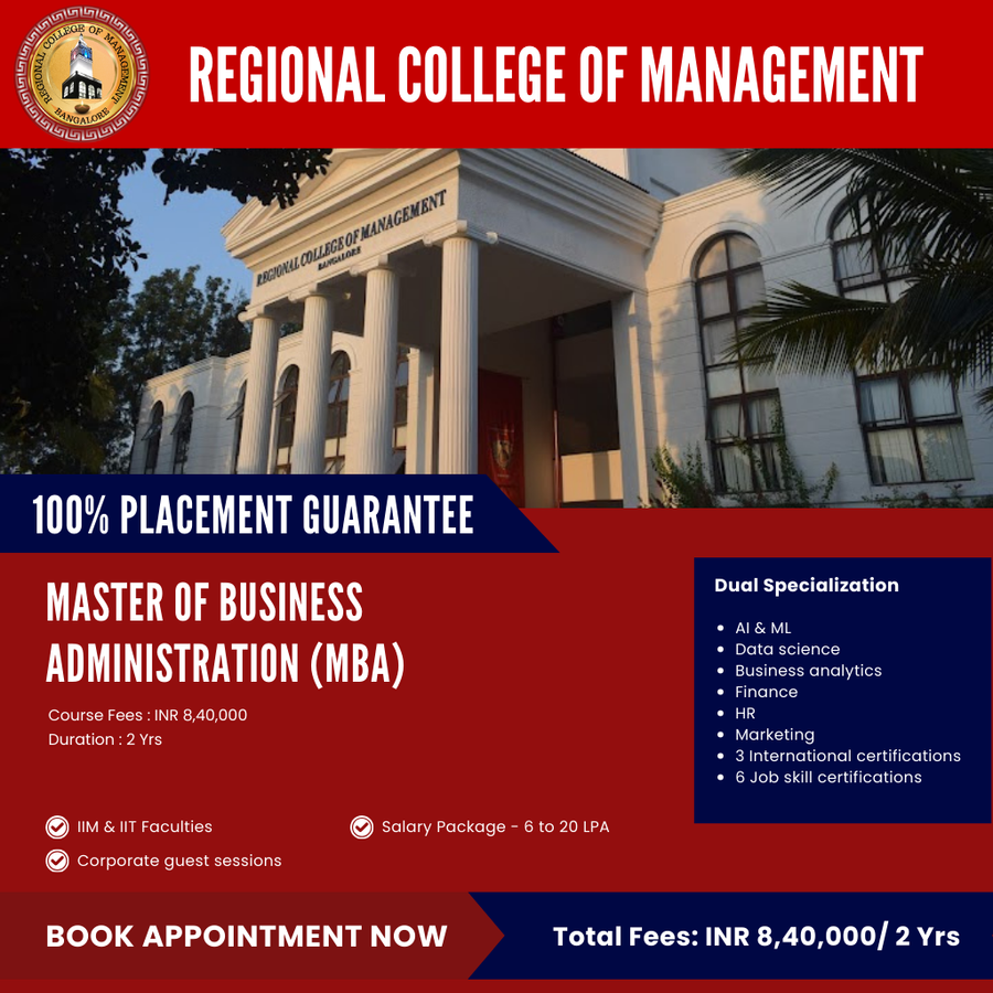 Admission Open for MBA at Regional College of Management, Bengaluru/Bangalore