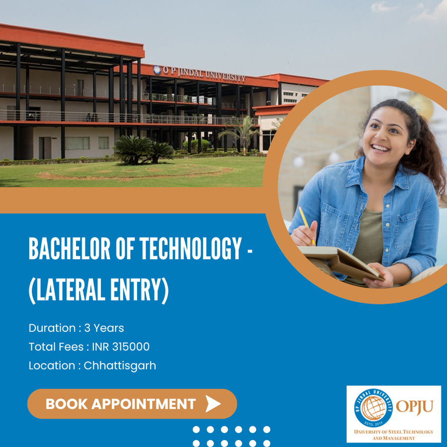 Admission Open for B.Tech (Lateral Entry) at OP Jindal University (OPJU), Chhattisgarh - Other