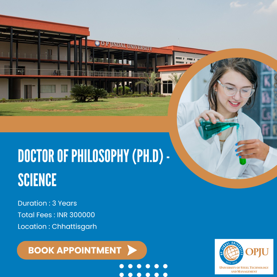Admission Open for Ph.D in Science at OP Jindal University (OPJU), Chhattisgarh - Other