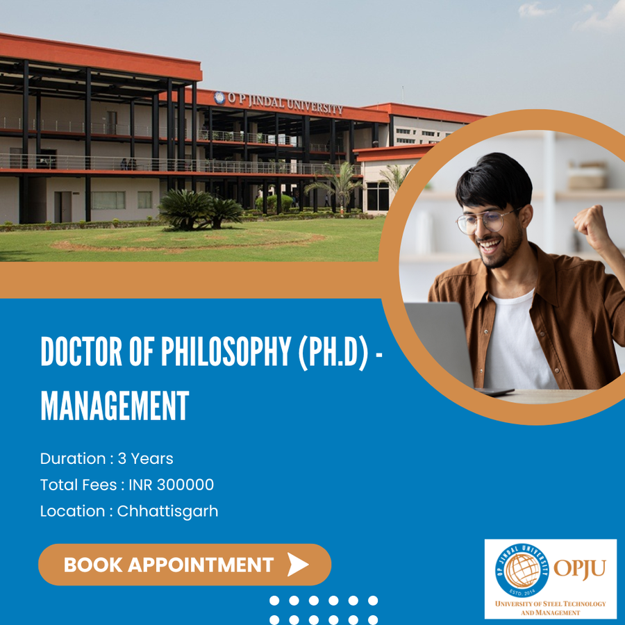 Admission Open for Ph.D in Management at OP Jindal University (OPJU), Chhattisgarh - Other