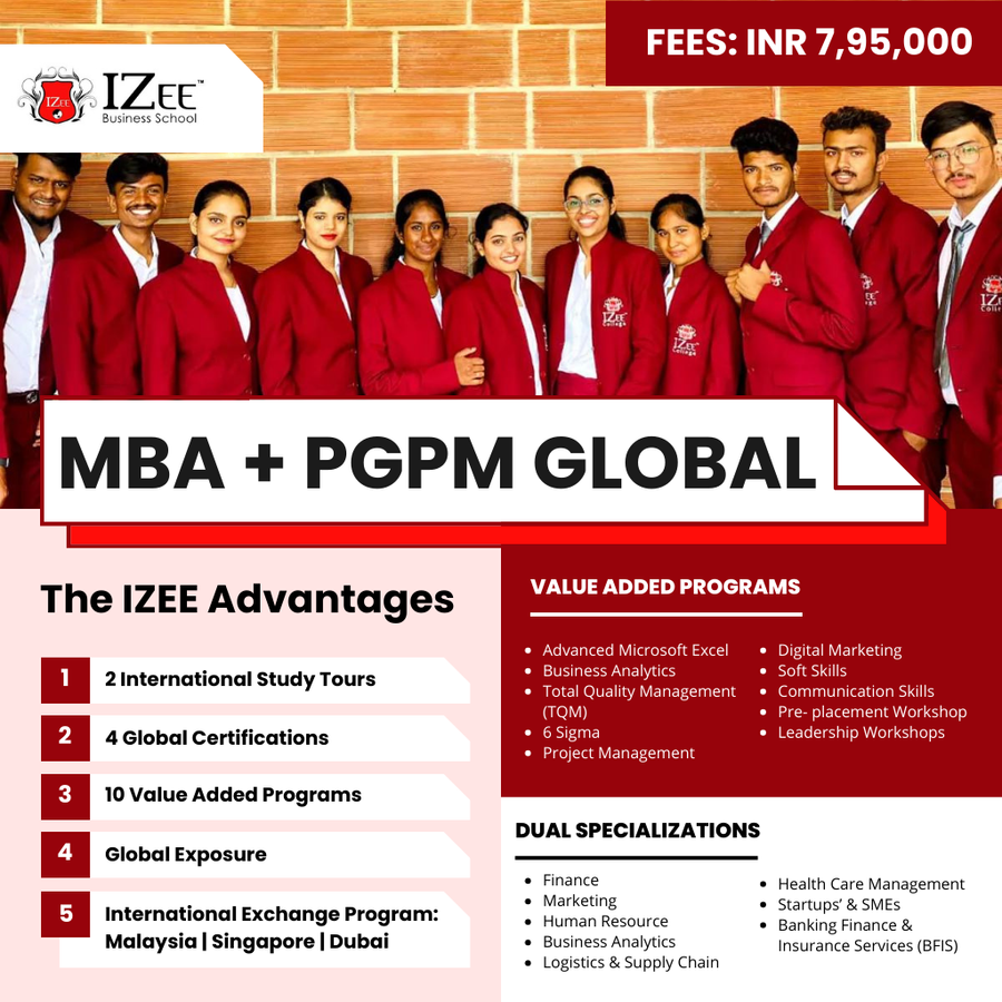 MBA + PGPM Global at IZee Business School, Bengaluru/Bangalore
