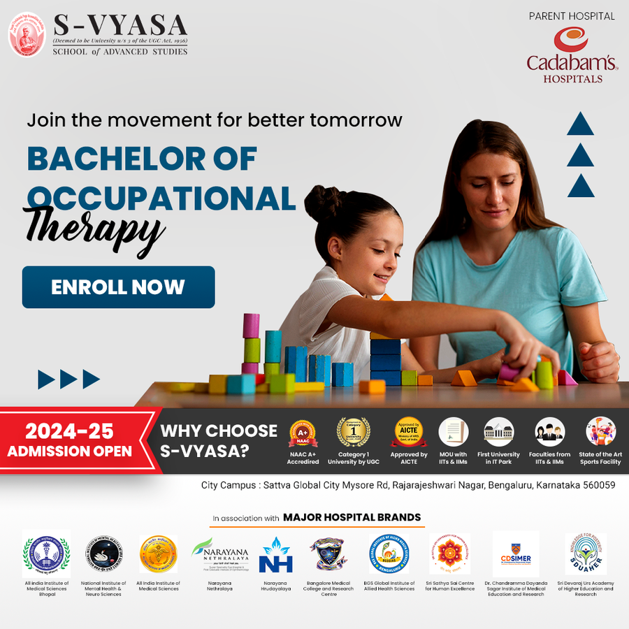 Bachelor of Occupational Therapy (BOT)  at S-VYASA University (Deemed-to-be-University), Bengaluru/Bangalore