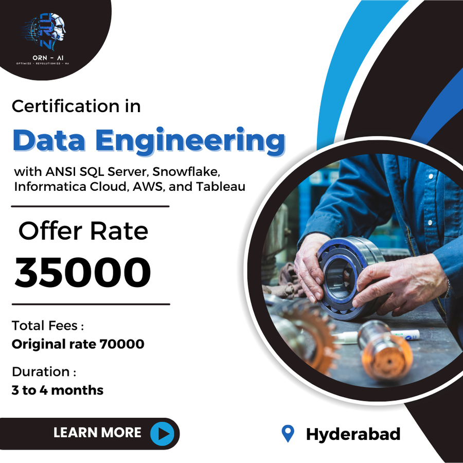 Certification in Data Engineering with ANSI SQL  at ORN AI Private Limited, Hyderabad