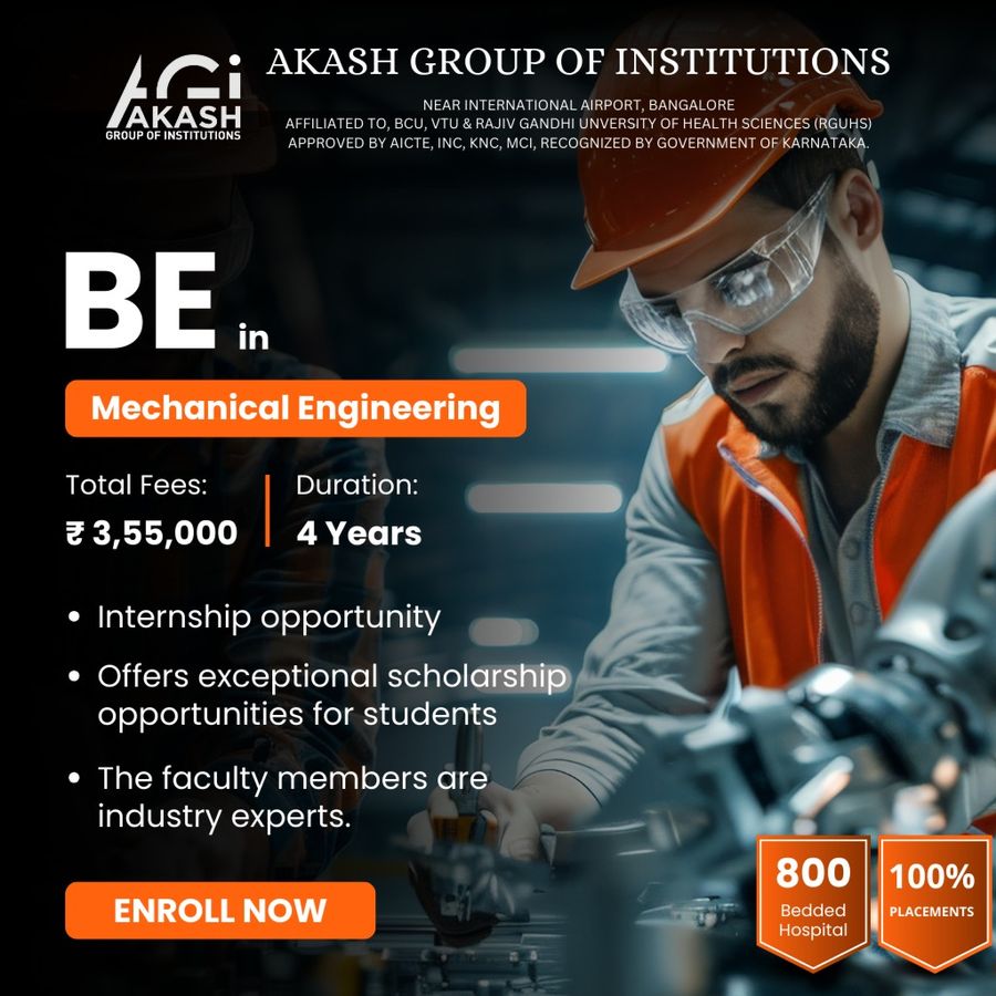 Admission Open for BE Mechanical at Akash Group of Institutions, Bengaluru/Bangalore