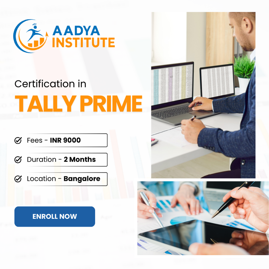 Certification in Tally Prime at AADYA INSTITUTE , Bengaluru/Bangalore