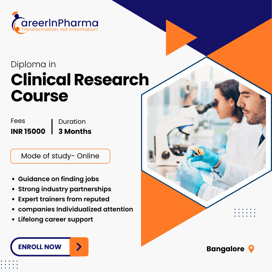 Diploma in Clinical Research Course at Careerinpharma, Bengaluru/Bangalore