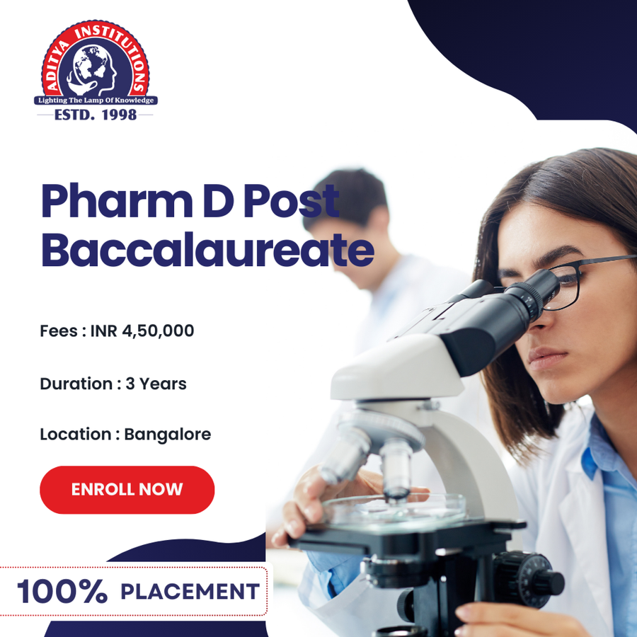 Admission Open for Pharm D Post Baccalaureate at Aditya Group Of Institutions, Bengaluru/Bangalore