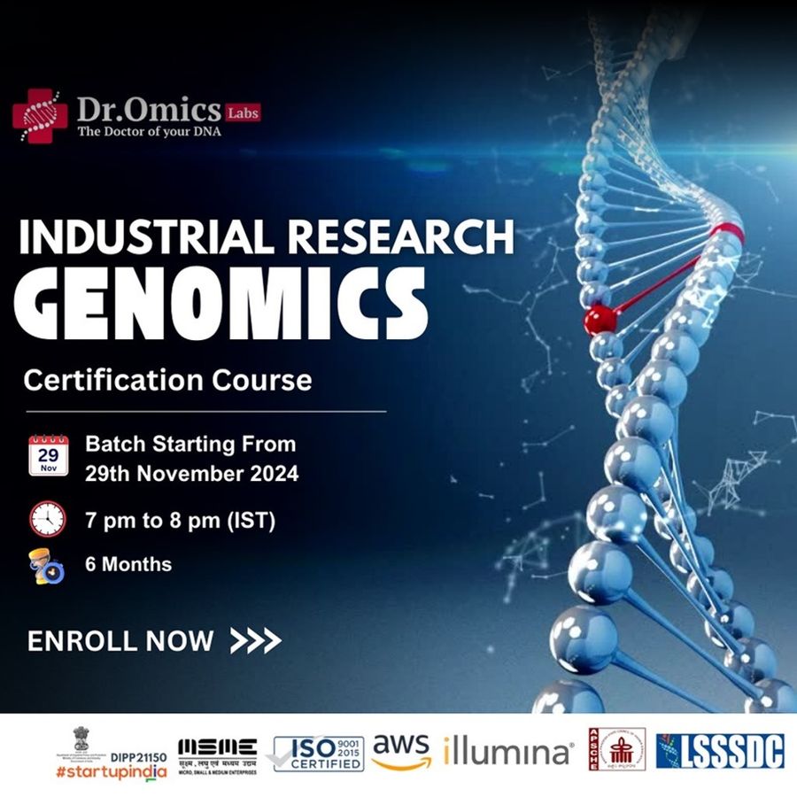 Certification in Industrial Research in Genomics at DrOmics Labs, Delhi/NCR