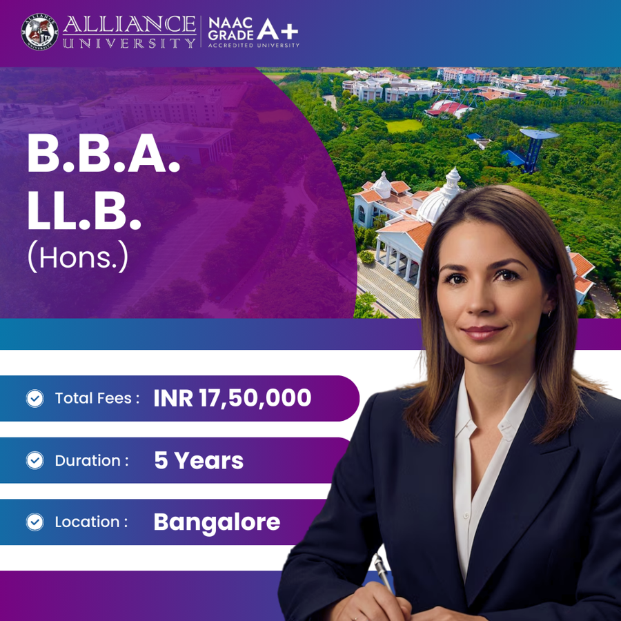 B.B.A. LL.B. (Hons.) at Alliance University, Bengaluru/Bangalore