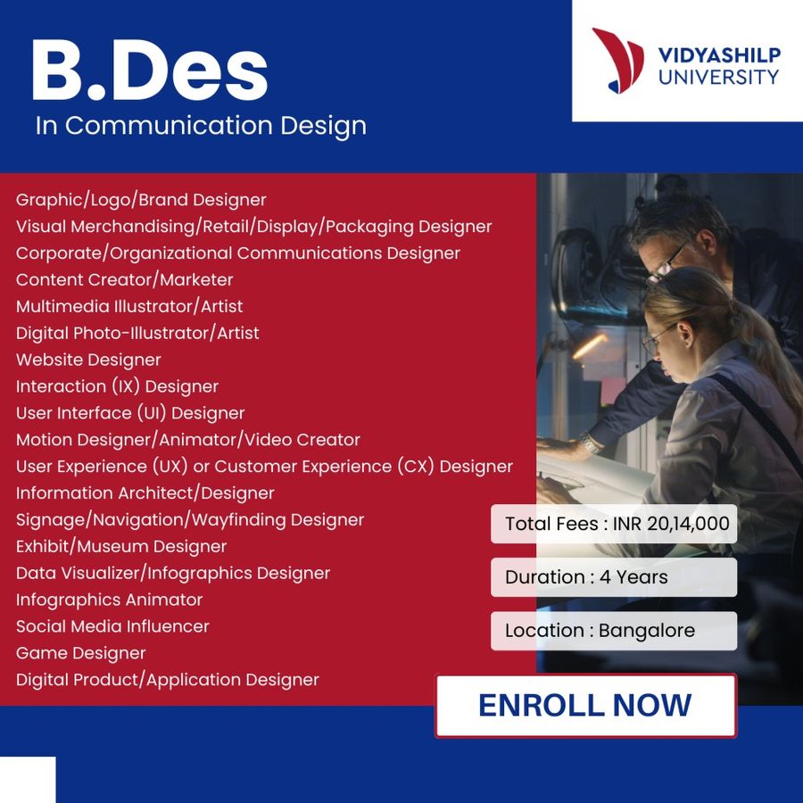 B.Des. in Communication Design at Vidyashilp University, Bengaluru/Bangalore