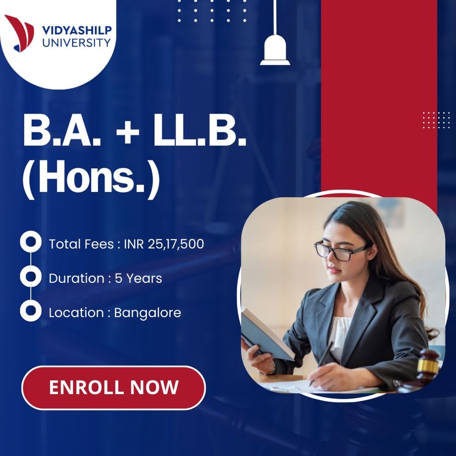 B.A. + LL.B. (Hons.) at Vidyashilp University, Bengaluru/Bangalore