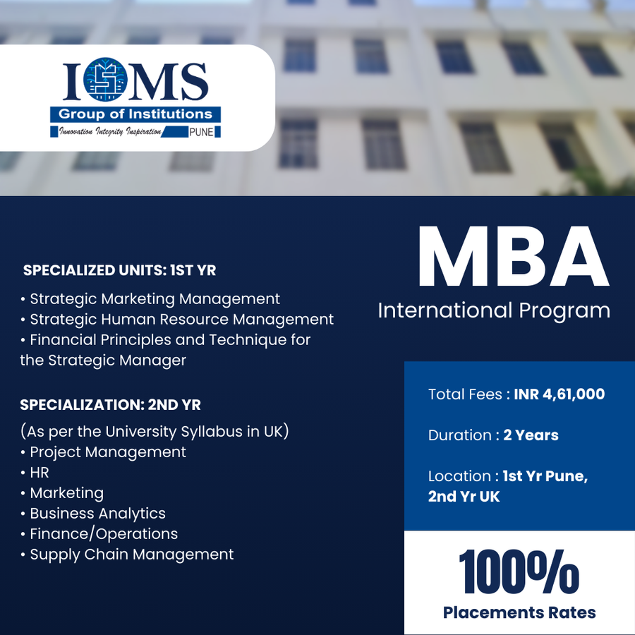MBA International Program at ISMS Group of Institutions, Pune