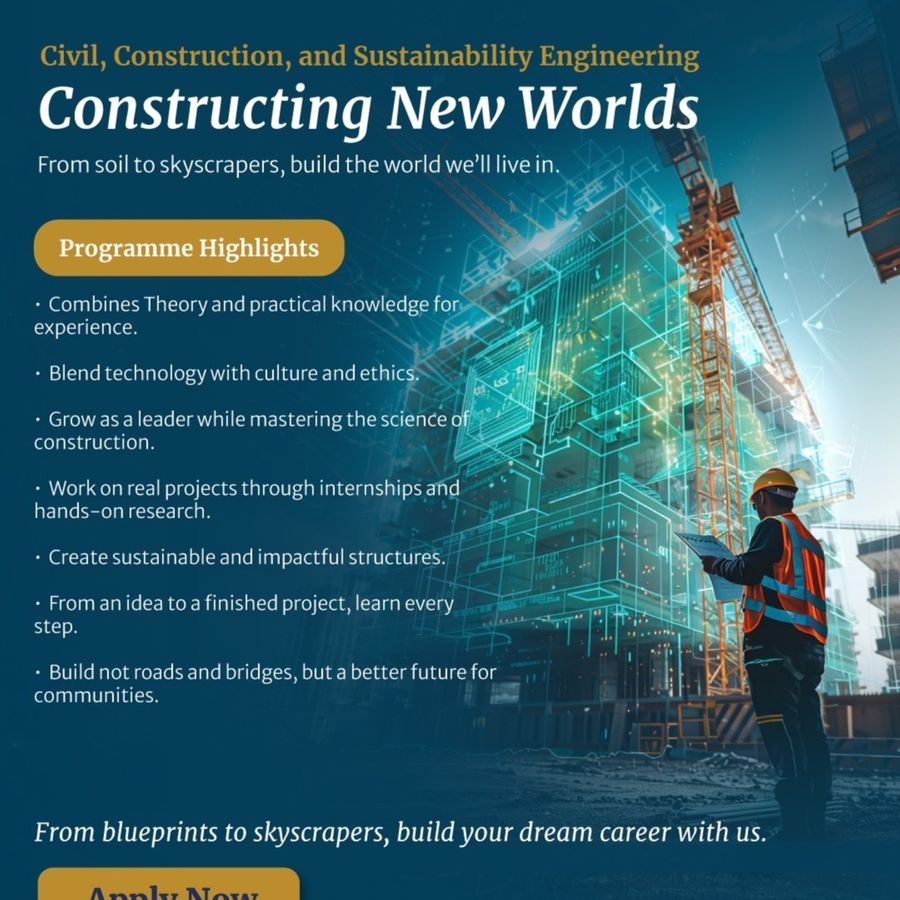 B.Tech in Civil & Construction  at Chanakya University, Bengaluru/Bangalore