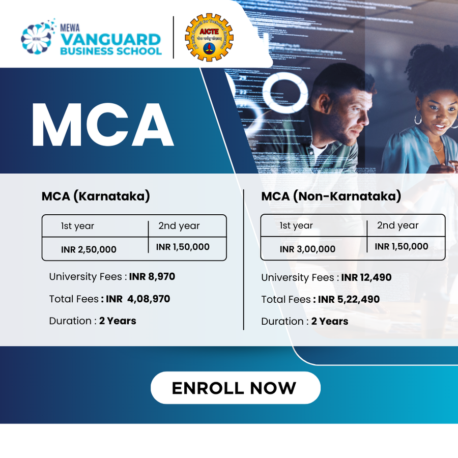 MCA at Mewa Vanguard Business School, Bengaluru/Bangalore