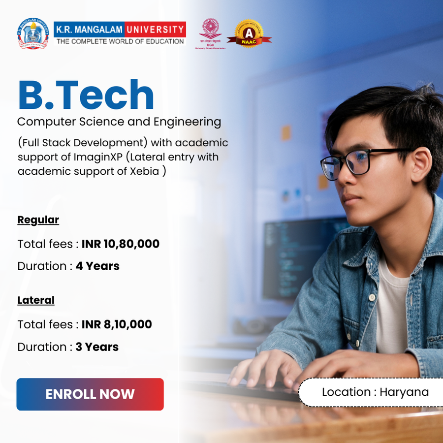 B.Tech. in CSE (Full Stack Development) Imagine XP at K.R. Mangalam University, Haryana - Other