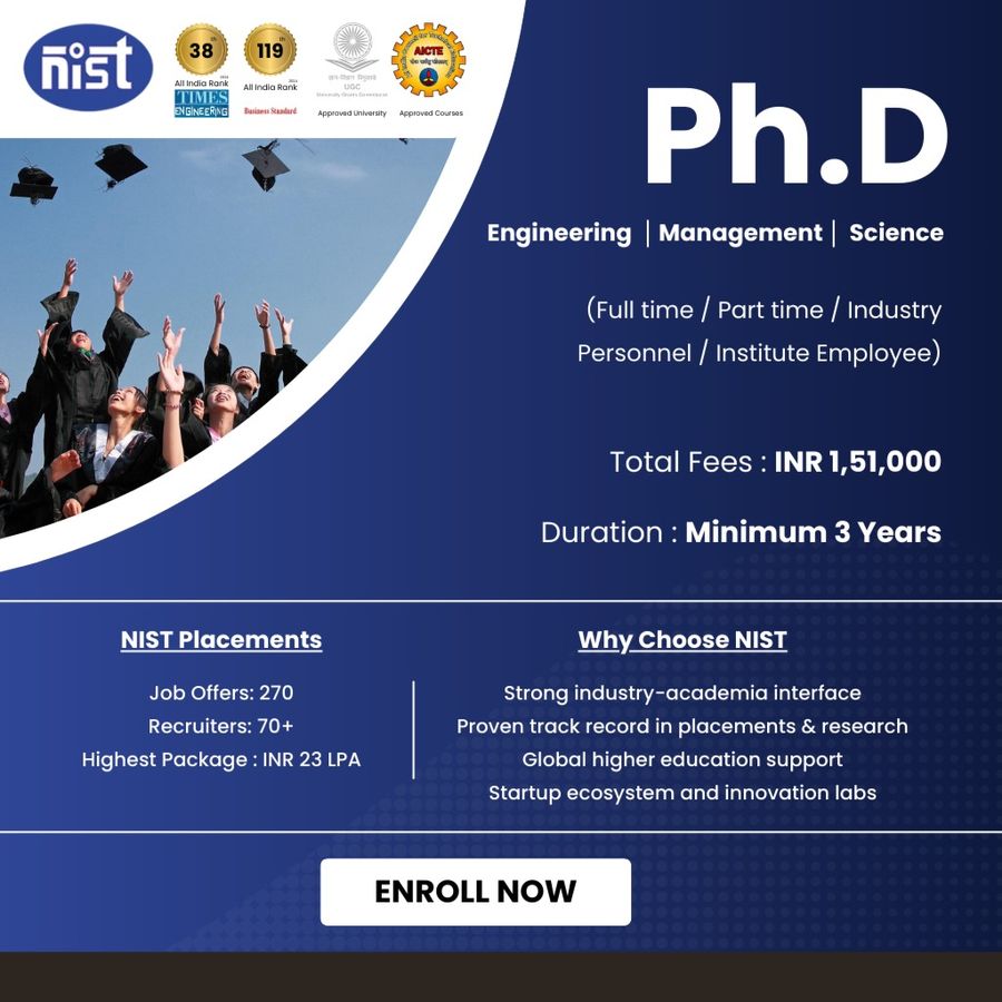 Ph.D (Engineering, Managment, Science) at NIST University, Orissa - Other