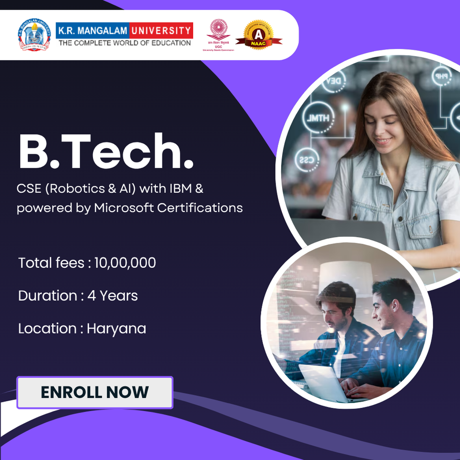 B.Tech. CSE (Robotics & AI) with IBM & Microsoft  at K.R. Mangalam University, Haryana - Other