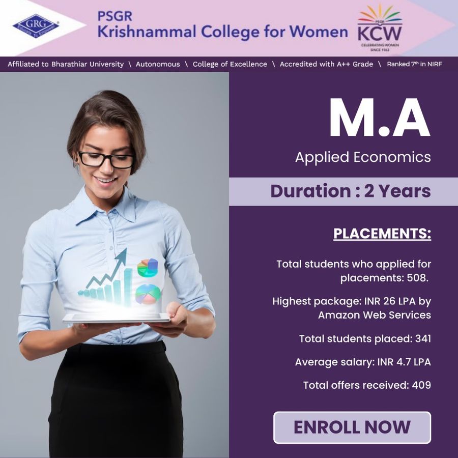 M.A. in Applied Economics at PSGR Krishnammal College for Women, Coimbatore