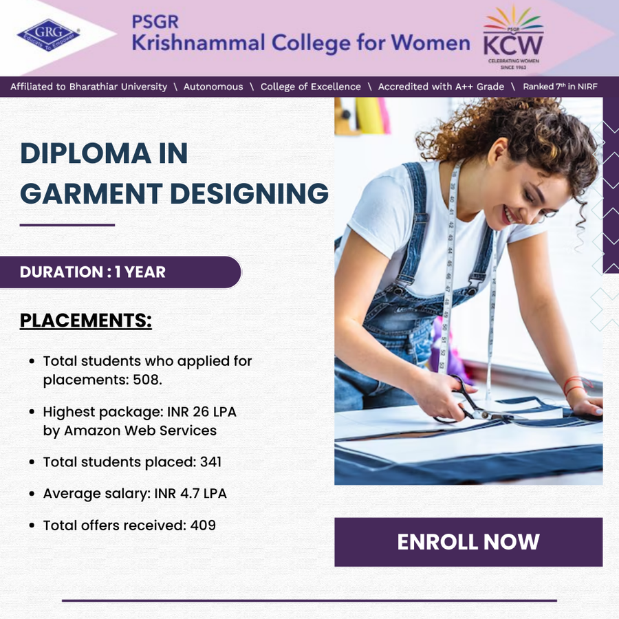 Diploma in Garment Designing at PSGR Krishnammal College for Women, Coimbatore