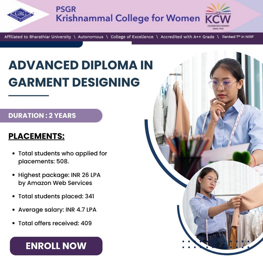 Advanced Diploma in Garment Designing at PSGR Krishnammal College for Women, Coimbatore