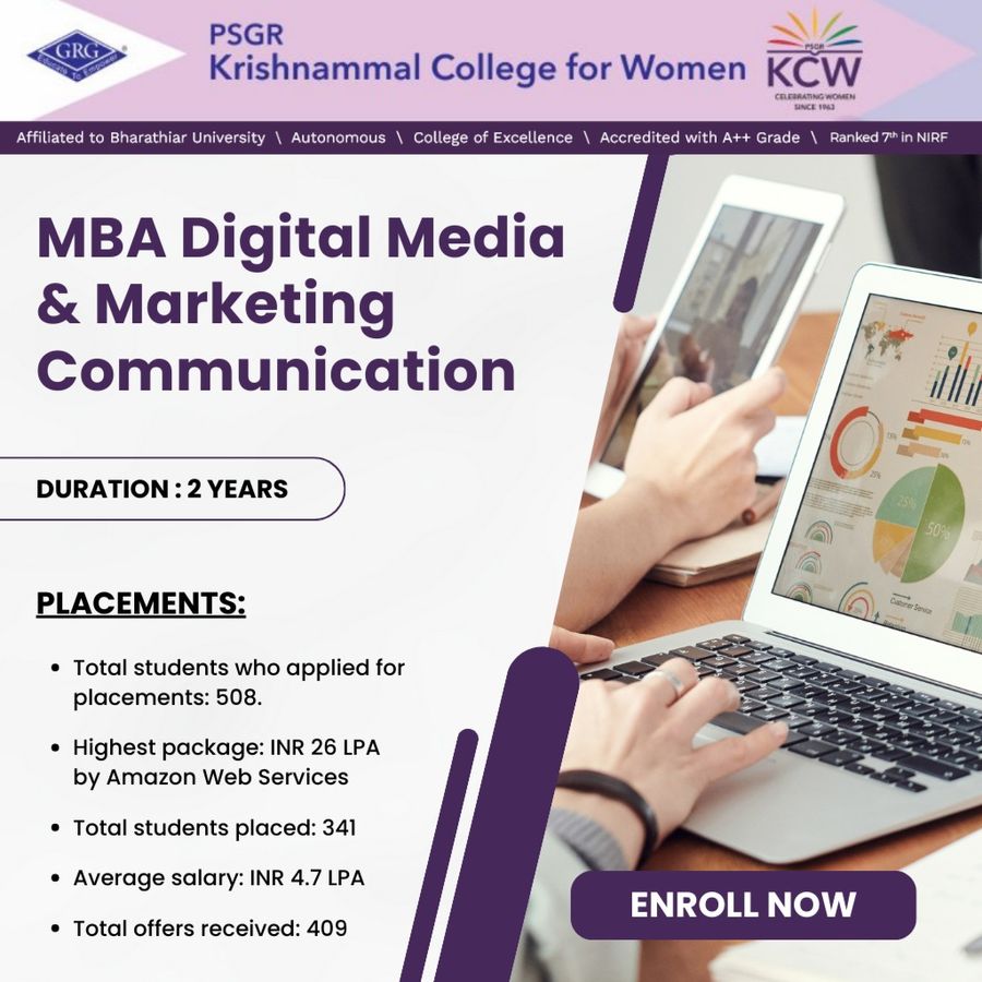 MBA Digital Media & Marketing Communication at PSGR Krishnammal College for Women, Coimbatore