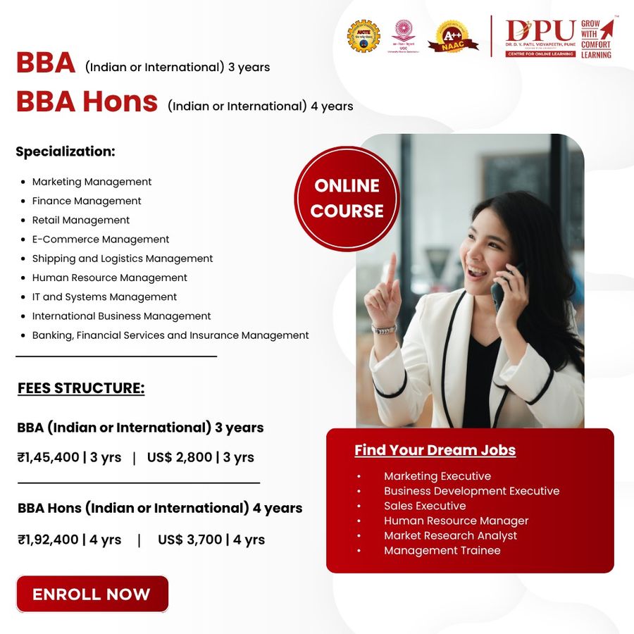 Online BBA / BBA (Hons) at Dr. D. Y. Patil Vidyapeeth, Pune