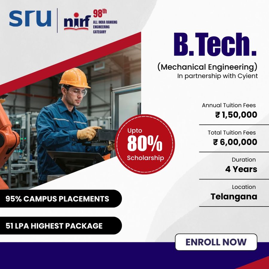 B.Tech. in Mechanical Engineering with Cyient at SR University, Telangana - Other
