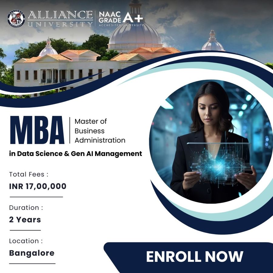 MBA in Data Science & Gen AI Management at Alliance University, Bengaluru/Bangalore