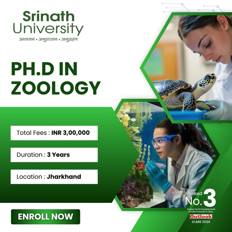 Ph.D in Zoology at Srinath University, Jamshedpur