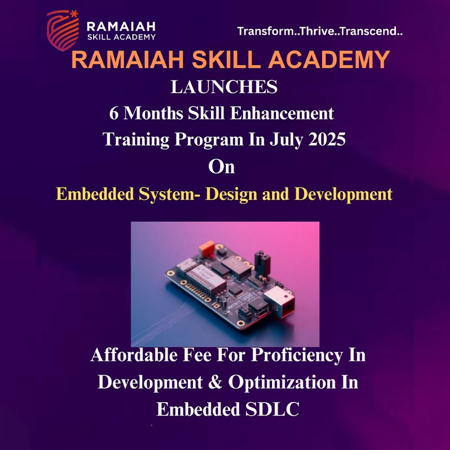 Embedded System Design and Development (Hybrid) at Ramaiah Skill Academy (RSA), Bengaluru/Bangalore