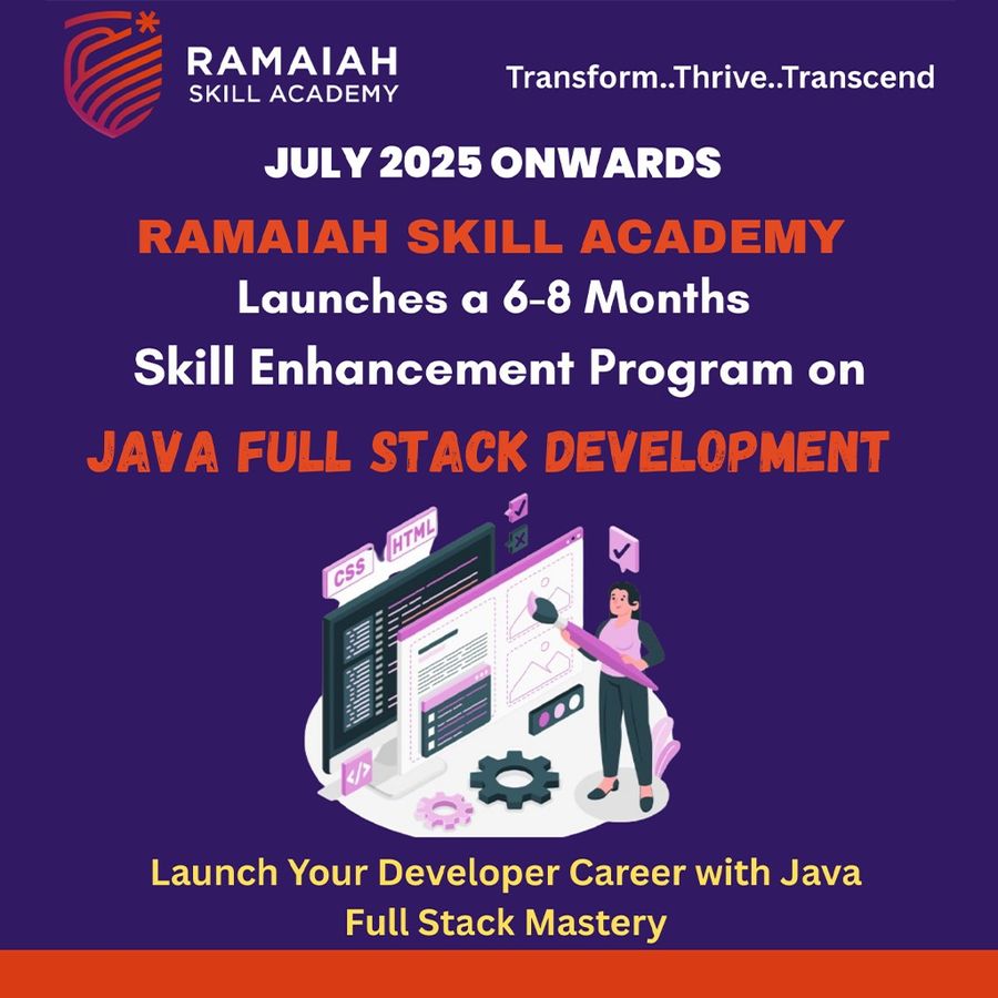 Full Stack Development Training (Offline) at Ramaiah Skill Academy (RSA), Bengaluru/Bangalore