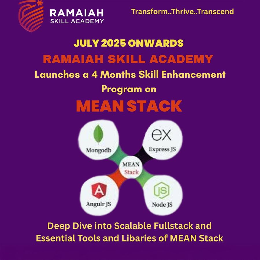 MEAN Stack Training Program (Offline/Hybrid) at Ramaiah Skill Academy (RSA), Bengaluru/Bangalore