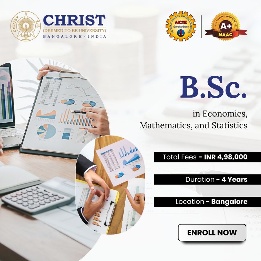 B.Sc in Economics, Mathematics, and Statistics at Christ University, Bengaluru/Bangalore