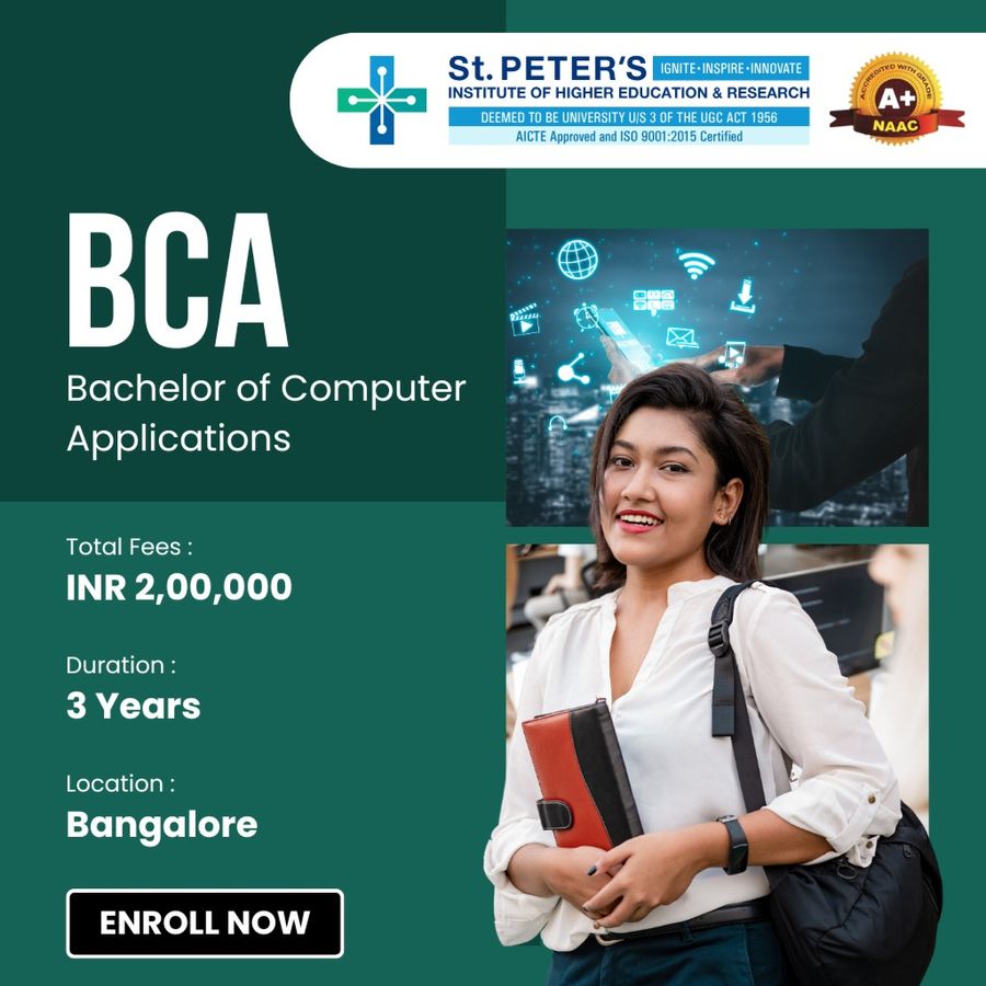 BCA at St Peter's Institute of Higher Education and Research, Bengaluru/Bangalore