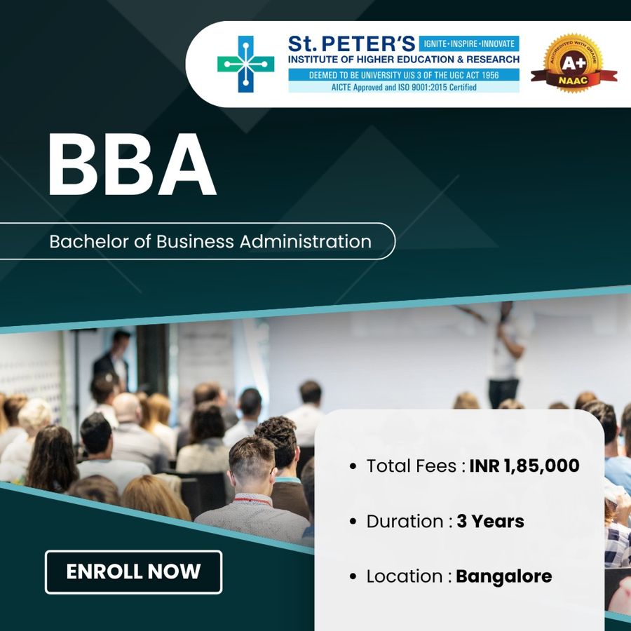 BBA at St Peter's Institute of Higher Education and Research, Bengaluru/Bangalore