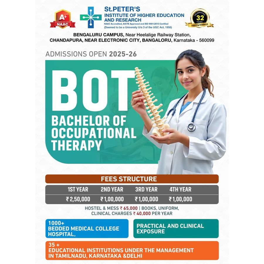 Bachelor of Occupational Therapy (BOT) at St. Peter's Medical College, Hospital and Research, Hosur