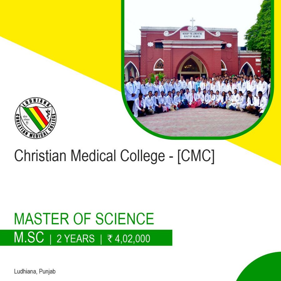 Master of Science (M.Sc) at Christian Medical College - [CMC], Ludhiana, Ludhiana