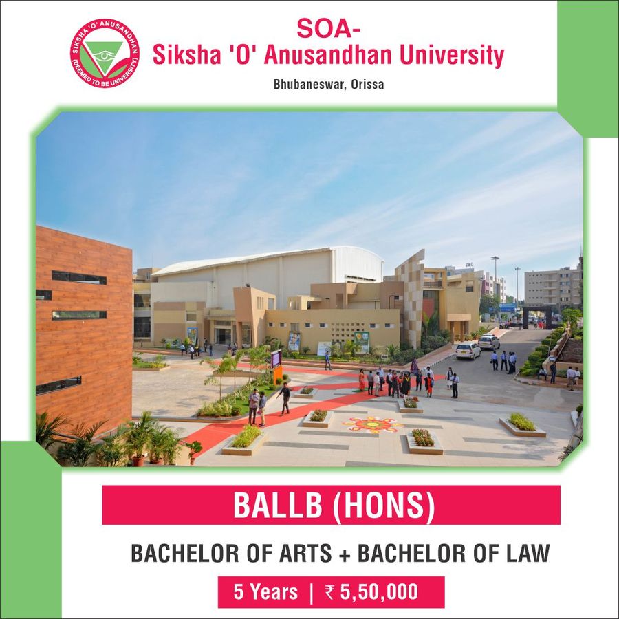 Bachelor of Arts + Bachelor of Law [BALLB] {Hons} at Siksha 'O' Anusandhan University - [SOA], Bhubaneswar, Bhubaneshwar
