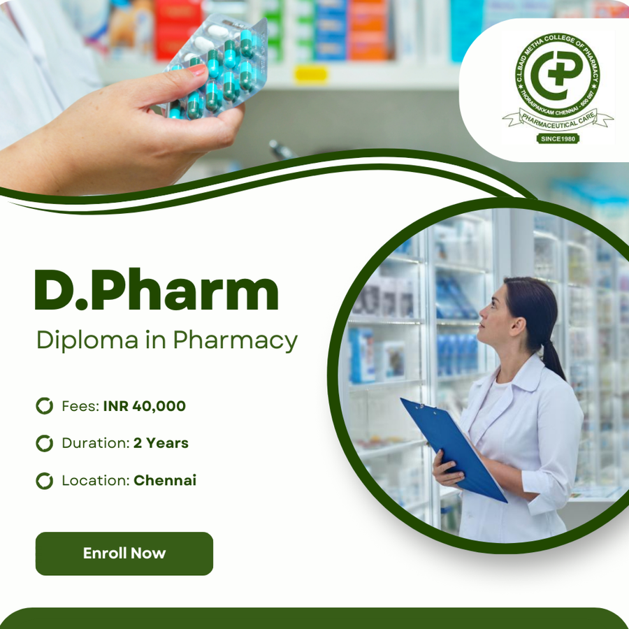 D.Pharm at C.L.Baid Metha College of Pharmacy, Chennai