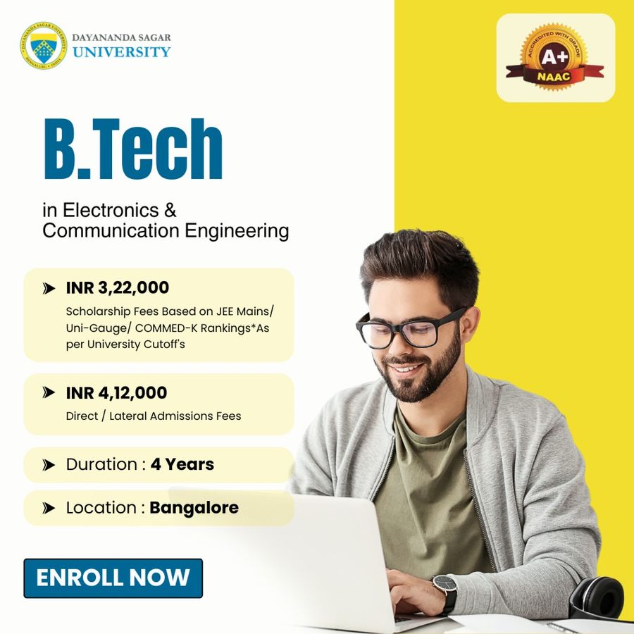 B.Tech in Electronics & Communication Engineering at Dayananda Sagar University, Bengaluru/Bangalore