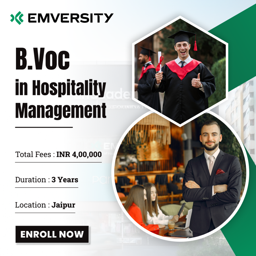 B.Voc in Hospitality Management at Emversity School of Health Sciences, Hospitality and Banking, Jaipur