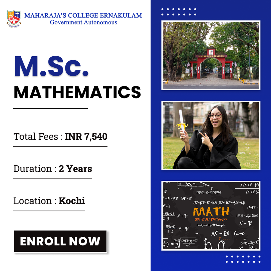 Master of Science (M.Sc.) Mathematics at Maharaja's College, Ernakulam / Kochi / Cochin