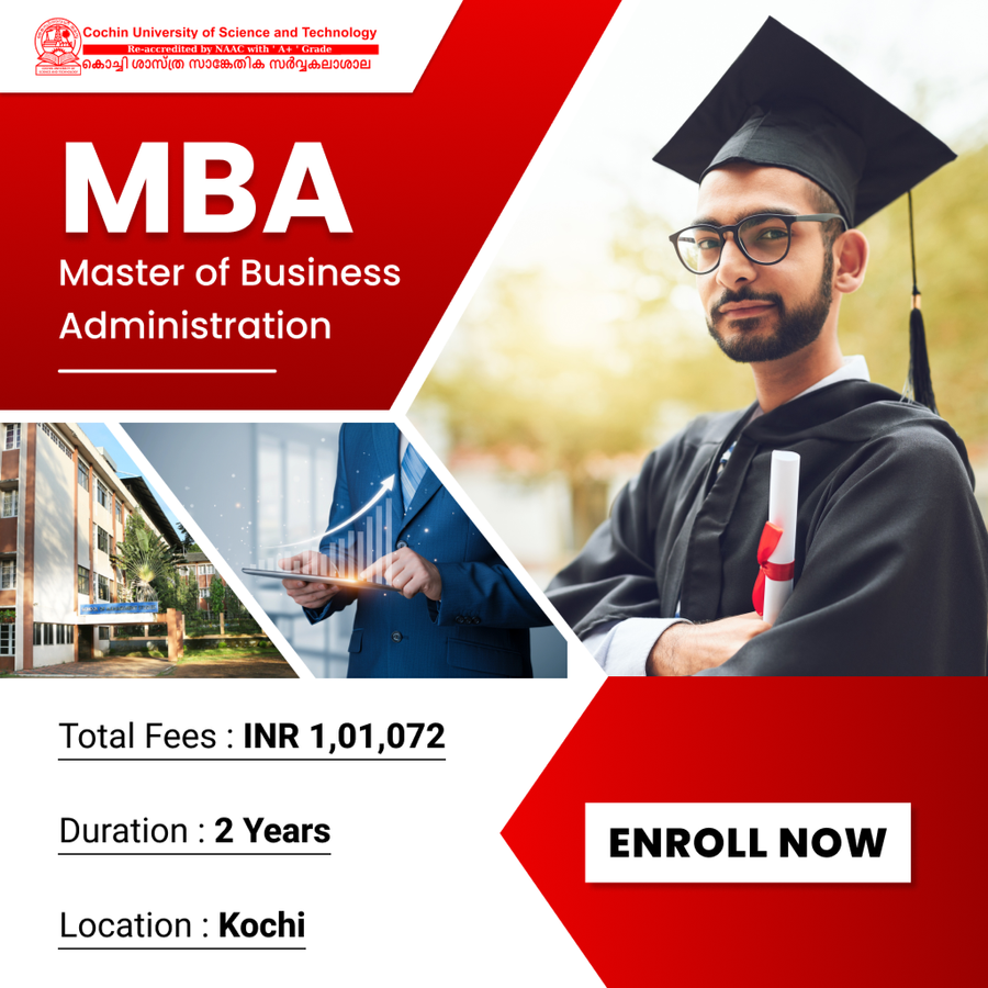 Master of Business Administration (MBA) at Cochin University of Science and Technology (CUSAT), Ernakulam / Kochi / Cochin