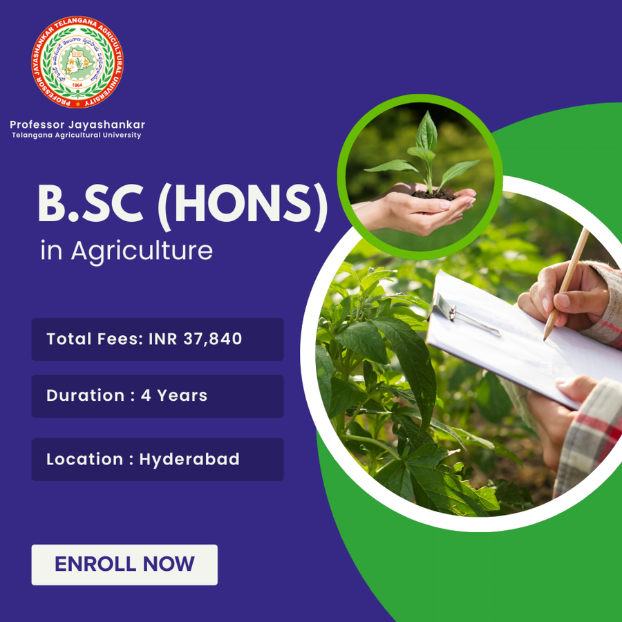B.Sc.(Hons.) in Agriculture at Professor Jayashankar Telangana Agricultural University, Hyderabad