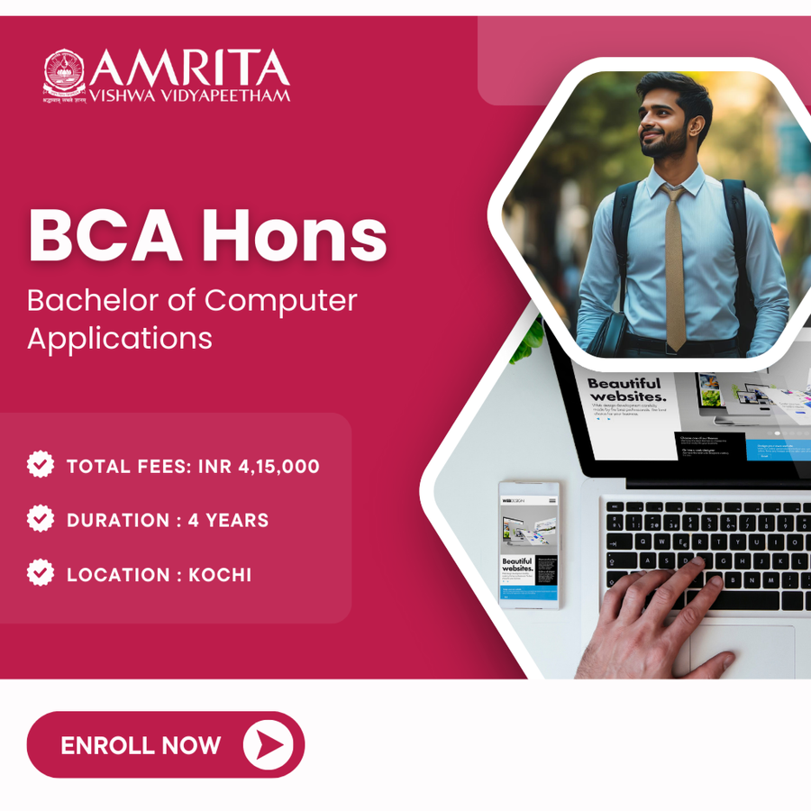 Bachelor of Computer Applications (BCA) Hons at Amrita Vishwa Vidyapeetham, Ernakulam / Kochi / Cochin