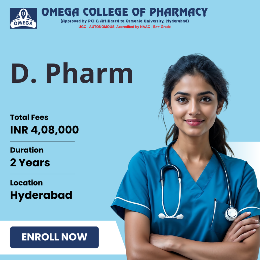 D. Pharm. at Omega college of Pharmacy, Hyderabad