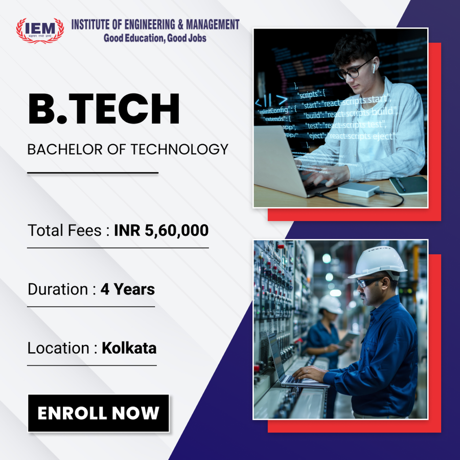 Bachelor of Technology (B.Tech) at Institute of Engineering and Management (IEM), Kolkata