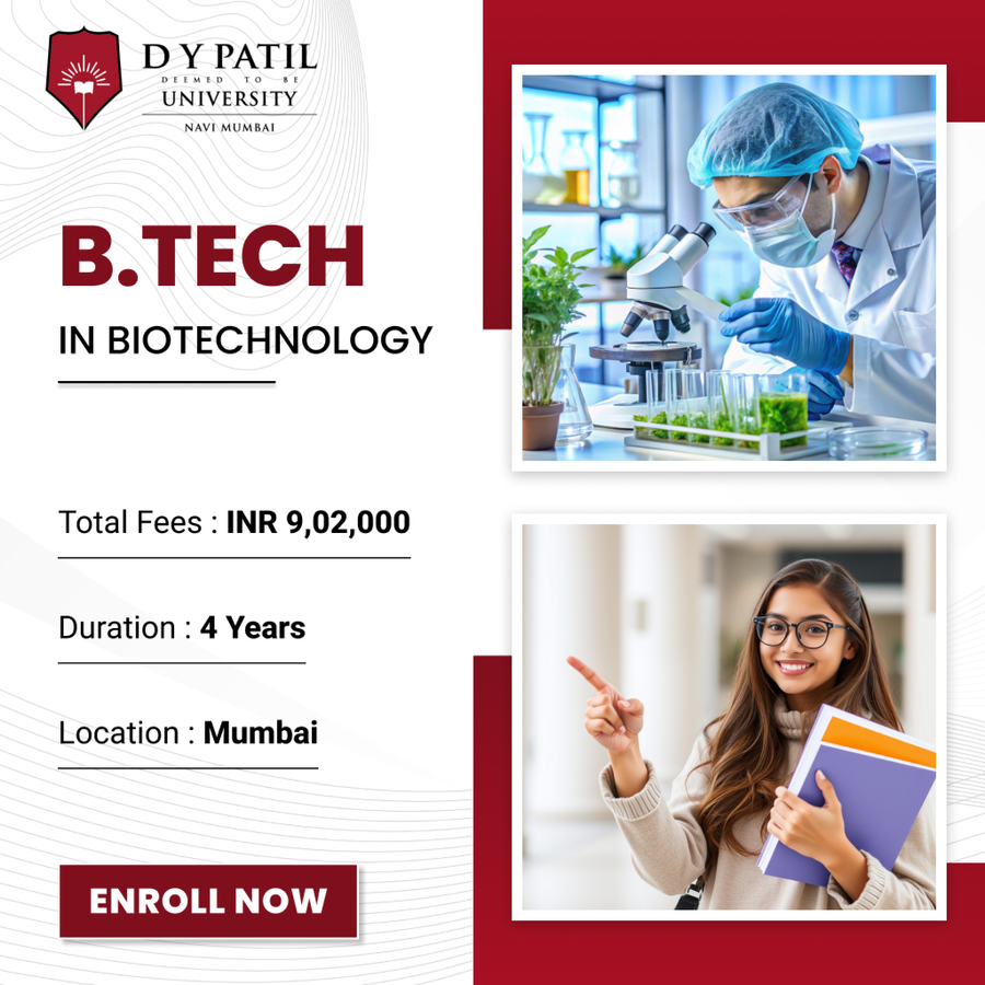 B.Tech in Biotechnology at DY Patil Deemed to be University, Mumbai (All Areas)