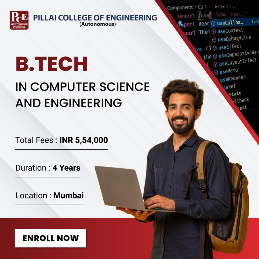 B.Tech. in Computer Science and Engineering at Mahatma Education Society’s Pillai College of Engineering, Mumbai (All Areas)
